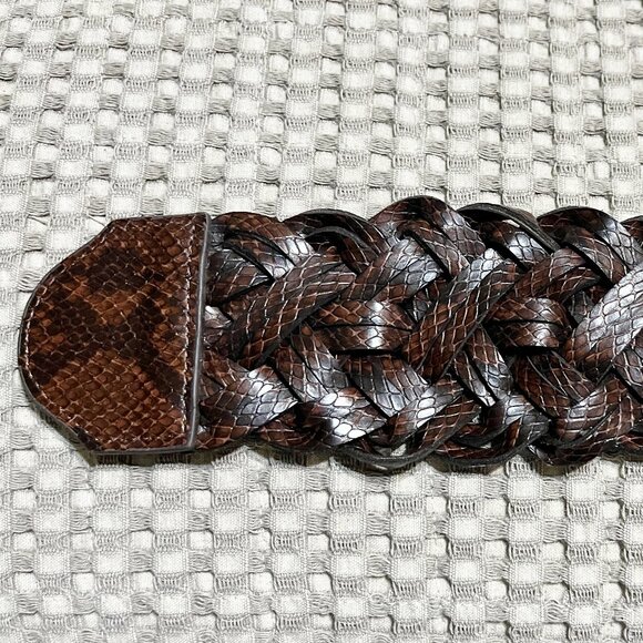 Chico’s Wide Brown Stretch Braided Belt M/L   EUC - Picture 4 of 6